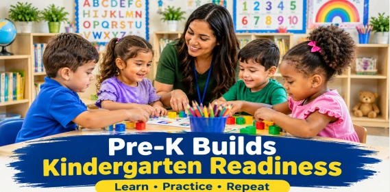 Pre-K classroom activities building kindergarten readiness skills in Alief TX